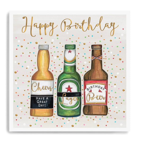 Three beers, happy birthday - card