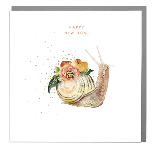 Happy new home botanical snail - card