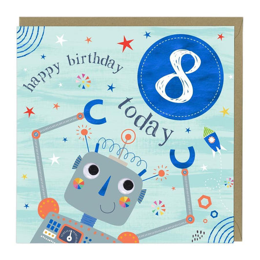 8 today boys robot - card