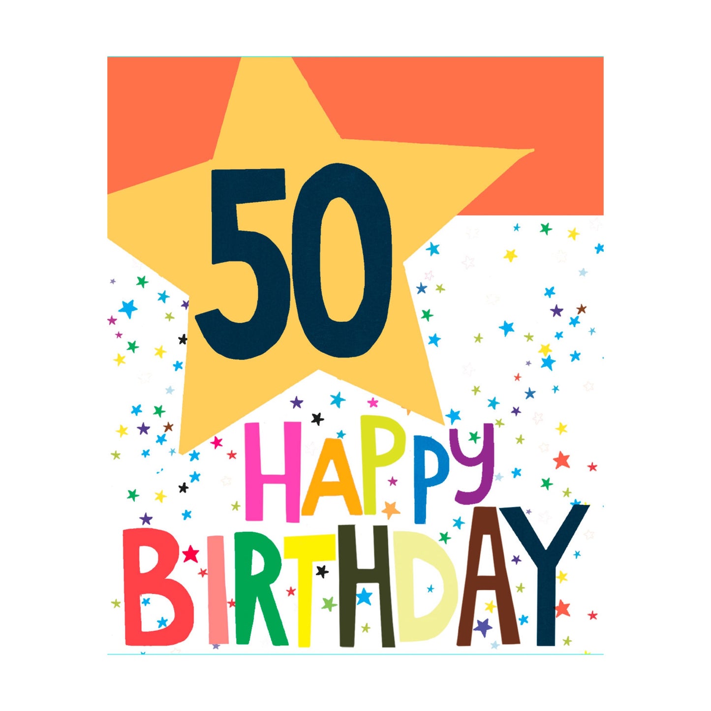 50th Birthday gold star - card