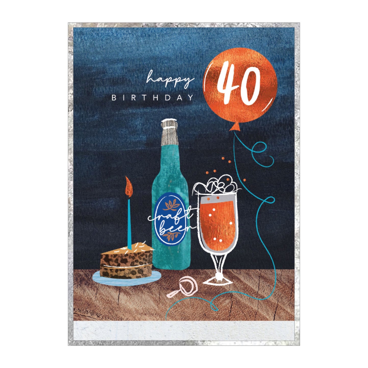 40th birthday copper foil - card