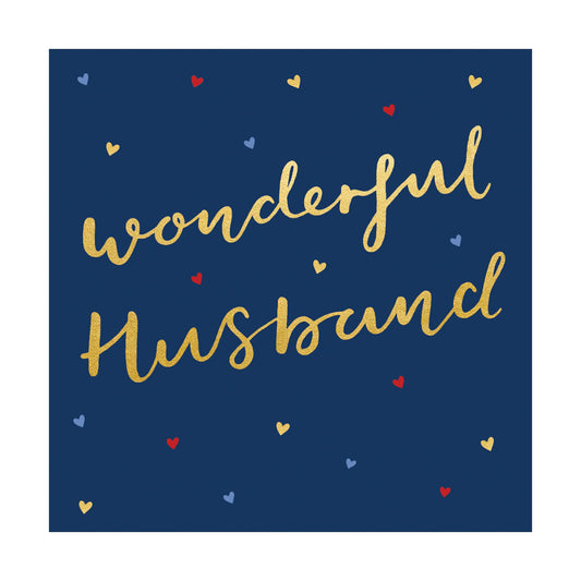 Wonderful husband gold + navy - card
