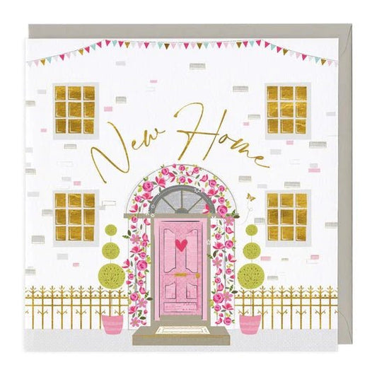 New home, pretty pink door - card
