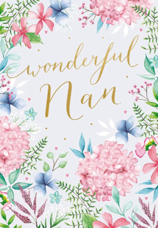 Wonderful Nan floral - card
